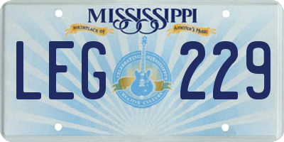 MS license plate LEG229