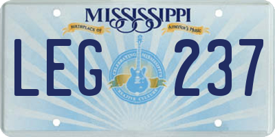MS license plate LEG237