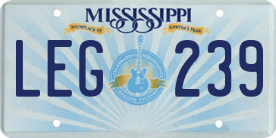 MS license plate LEG239