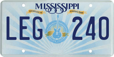 MS license plate LEG240