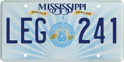 MS license plate LEG241