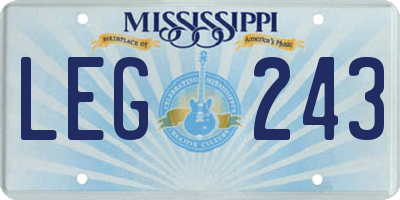 MS license plate LEG243