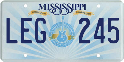 MS license plate LEG245