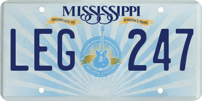 MS license plate LEG247