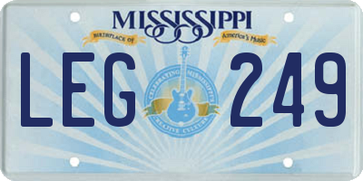 MS license plate LEG249