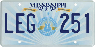 MS license plate LEG251