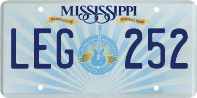 MS license plate LEG252