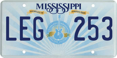 MS license plate LEG253