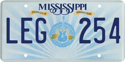 MS license plate LEG254