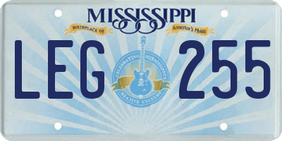 MS license plate LEG255