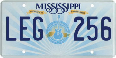 MS license plate LEG256