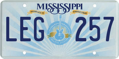 MS license plate LEG257