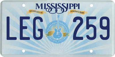 MS license plate LEG259