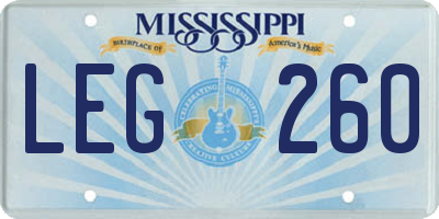 MS license plate LEG260