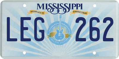 MS license plate LEG262