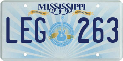 MS license plate LEG263