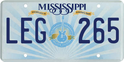 MS license plate LEG265