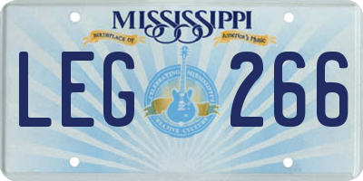 MS license plate LEG266
