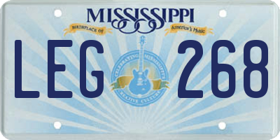 MS license plate LEG268