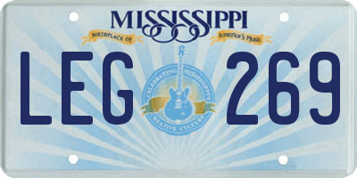 MS license plate LEG269