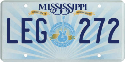 MS license plate LEG272