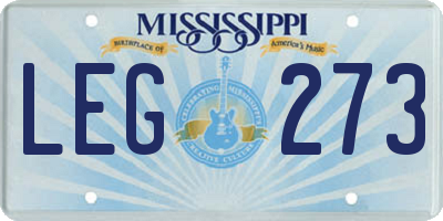 MS license plate LEG273