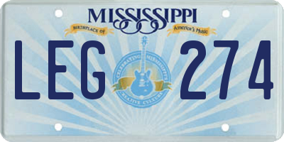 MS license plate LEG274
