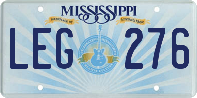 MS license plate LEG276