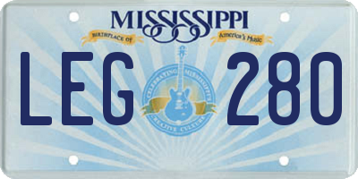 MS license plate LEG280