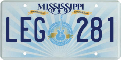 MS license plate LEG281