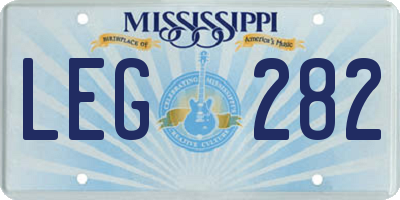 MS license plate LEG282