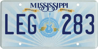 MS license plate LEG283