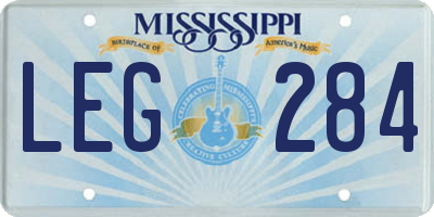 MS license plate LEG284