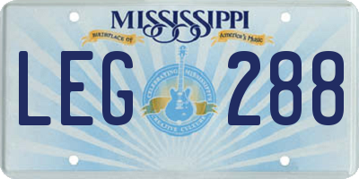 MS license plate LEG288