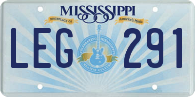 MS license plate LEG291