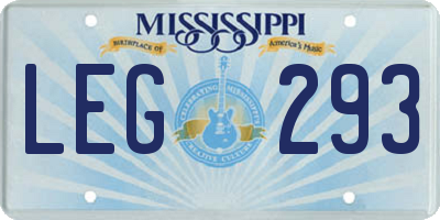 MS license plate LEG293