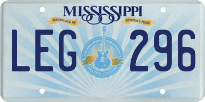 MS license plate LEG296