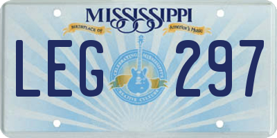 MS license plate LEG297