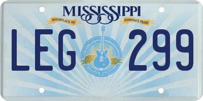 MS license plate LEG299