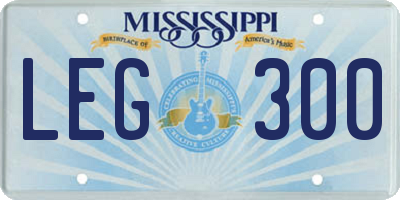 MS license plate LEG300