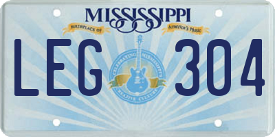 MS license plate LEG304