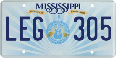 MS license plate LEG305