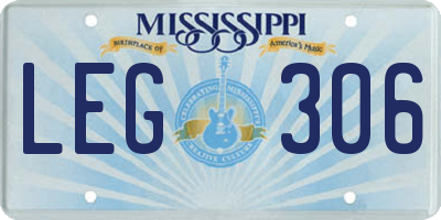MS license plate LEG306