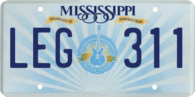 MS license plate LEG311