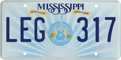 MS license plate LEG317