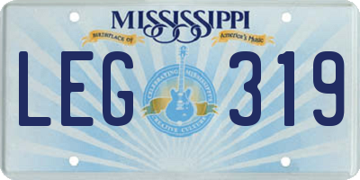 MS license plate LEG319