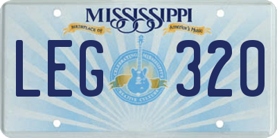 MS license plate LEG320
