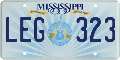 MS license plate LEG323