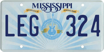 MS license plate LEG324