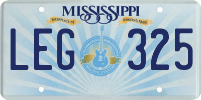 MS license plate LEG325